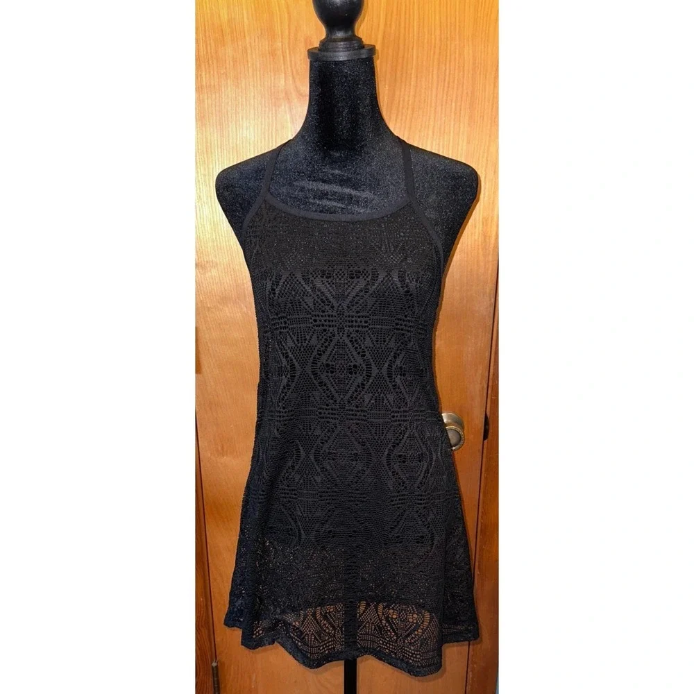 Art Class Girls XL‎ (14) Black Crochet Lace Halter Neck Swimsuit Cover Up Dress
